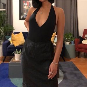 black American Apparel Deep V bodysuit